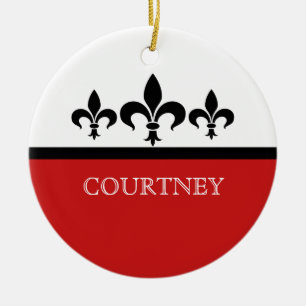 Rond En Céramique Ornement Rouge Swanky Fleur De Lis