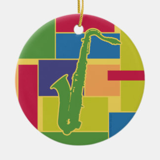 Rond En Céramique Ornement Saxophone Colorblocks