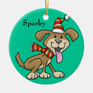 Rond En Céramique Ornement "Sparky" de chiot de Noël