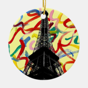 Rond En Céramique Ornement Tour Art-Eiffel Abstrait