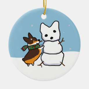 Rond En Céramique Ornement tricolore CorgiThings de bonhomme de