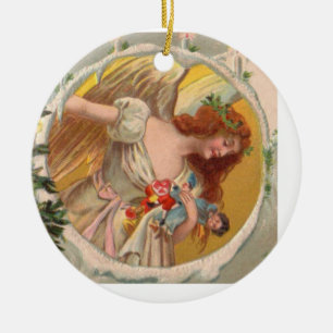 Rond En Céramique Ornement victorien de Noël d'ange