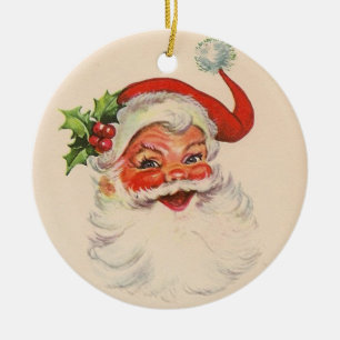Rond En Céramique Ornement vintage de Noël du père noël