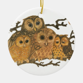 Rond En Céramique Ornement vintage d'impression de hibou