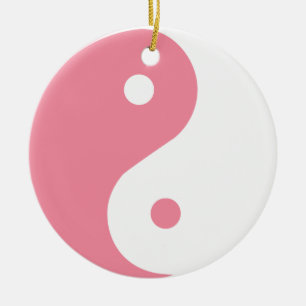 Rond En Céramique Ornement Yin et Yang rose