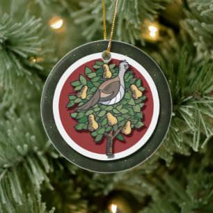 Rond En Céramique Partridge Dans Un Ornement D'Arbre À Ours