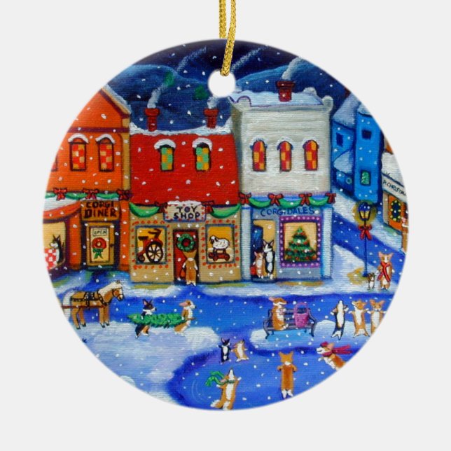 Rond En Céramique Pembroke Welsh Corgi Circle Ornement (Devant)