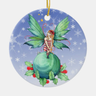 Rond En Céramique Petit Ornement Fée de Noël