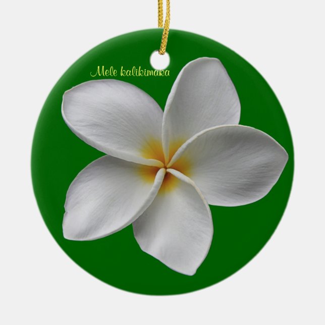 Rond En Céramique Plumeria Noël Ornement (Devant)