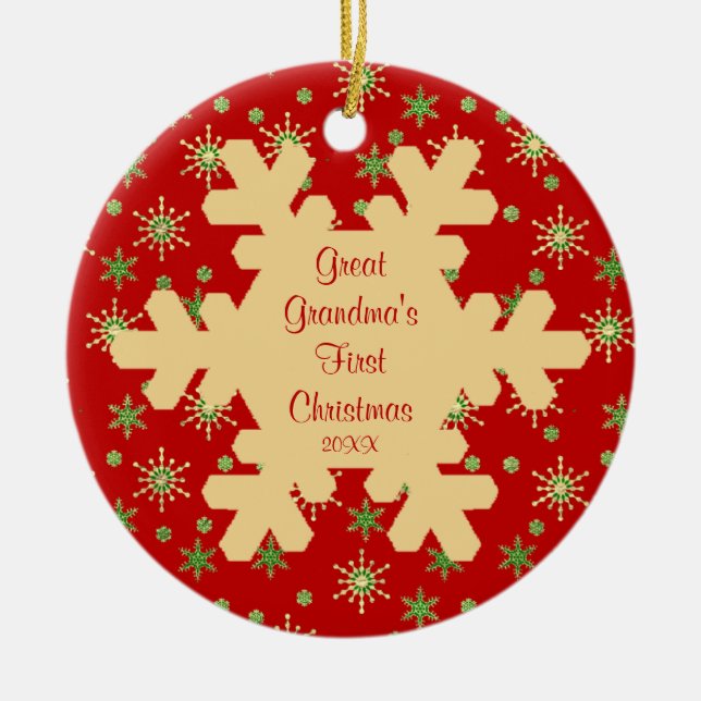 Rond En Céramique Premier ornement de flocon de neige de Noël de la (Devant)