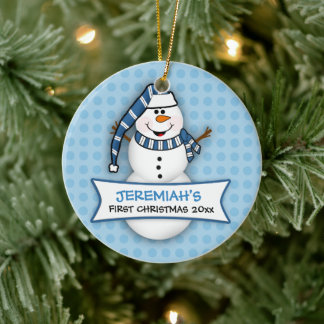 Rond En Céramique Premier ornement de neige de Noël pour bébé