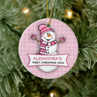 Rond En Céramique Premier ornement de neige de Noël pour bébé