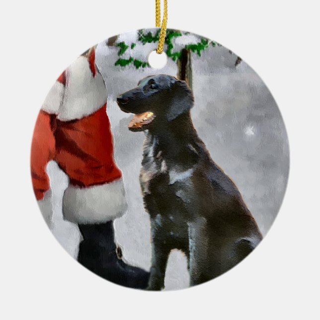 Rond En Céramique Retriever à couche plate Cadeaux de Noël Ornement (Devant)