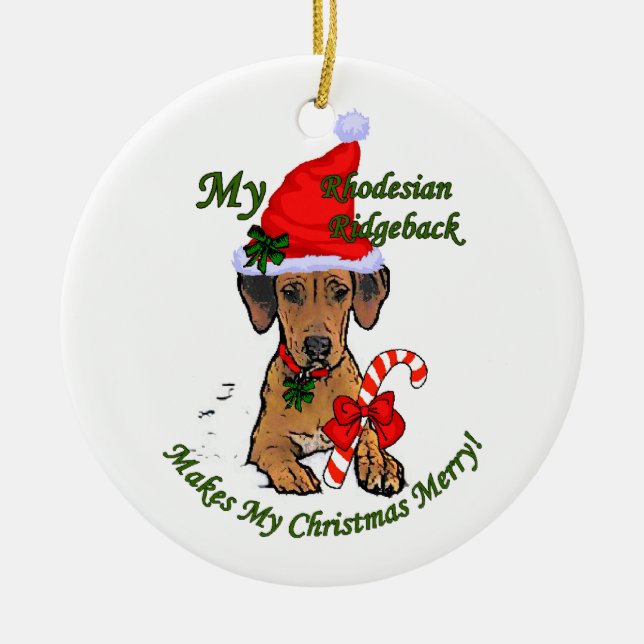 Rond En Céramique Rhodesian Ridgeback, ornement de cadeaux de Noël (Devant)