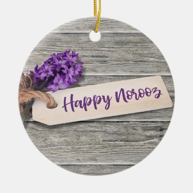 Rond En Céramique Rustic Happy Norooz Hyacinth - Ornement (Devant)