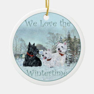 Rond En Céramique Scottie & Westies Ornement d'Hiver
