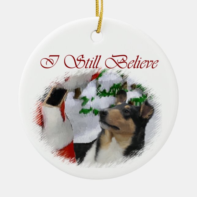 Rond En Céramique Smooth Collie Cadeaux de Noël Ornement (Devant)
