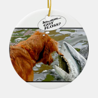 ROND EN CÉRAMIQUE SOIE OBTENUE ? ORNEMENT - CHIEN/REQUIN