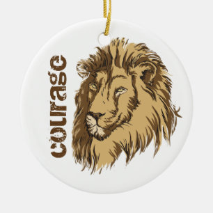 Rond En Céramique Tête de lion personnalisation Courage ornement per