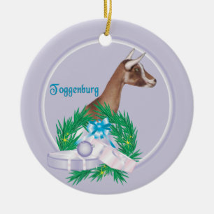 Rond En Céramique Toggenburg Goat Wreath Ornement de vacances