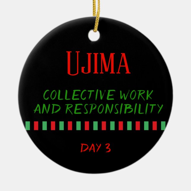 Rond En Céramique Ujima - Jour 3 de Kwanzaa| Ornement (Devant)