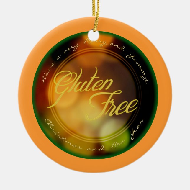 Rond En Céramique Un ornement libre de gluten - pour l'arbre d'or (Devant)