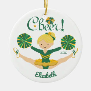 Rond En Céramique Vert et ornement blond de pom-pom girl