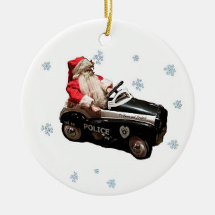 Rond En Céramique Vieil ornement de Père Noël de police de mode