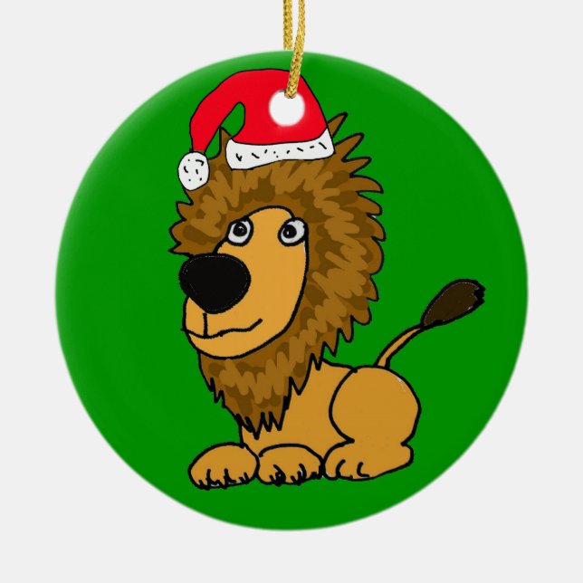 Rond En Céramique XL ornement mignon de Noël de lion (Devant)