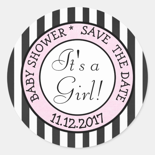 Rond Enregistrer la date, c'est un Sticker Baby shower  (Devant)