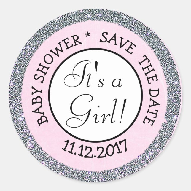 Rond Enregistrer la date, c'est un Sticker Baby shower  (Devant)