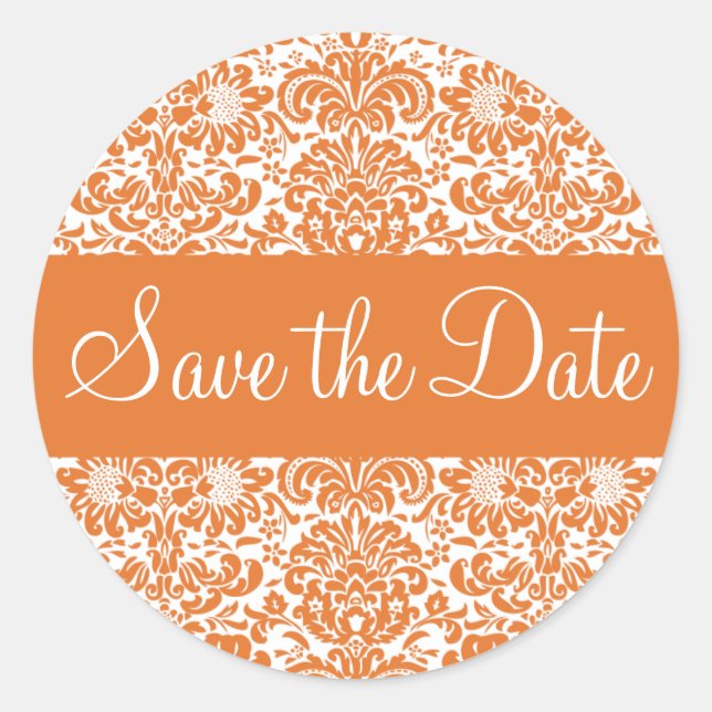 Rond Enregistrer la date Damask Envelope Sticker (Devant)