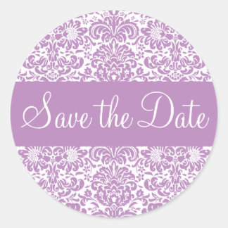 Rond Enregistrer la date Damask Envelope Sticker