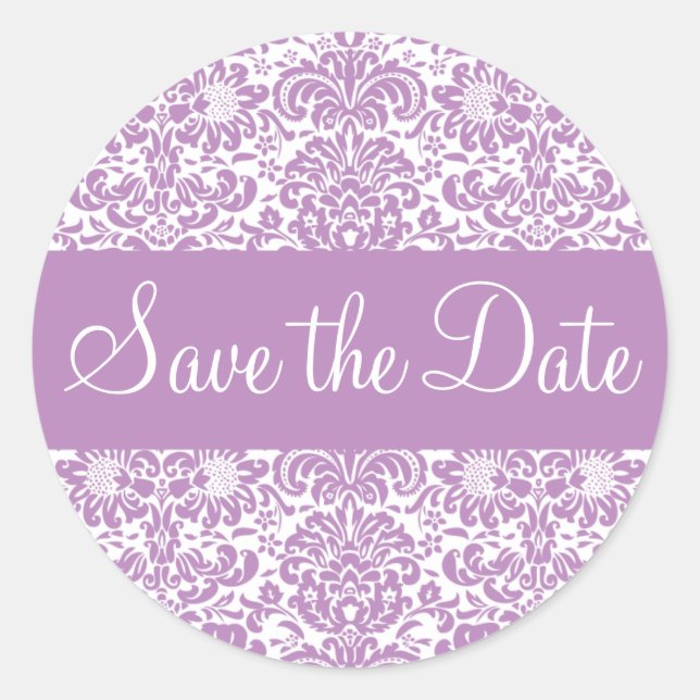 Rond Enregistrer la date Damask Envelope Sticker (Devant)