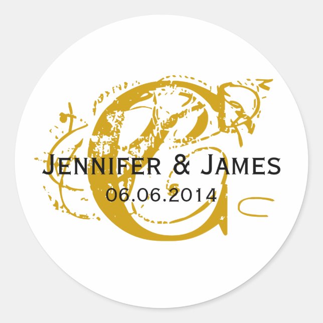 Rond Enregistrer la date initiale Noms Mariage Sticker  (Devant)