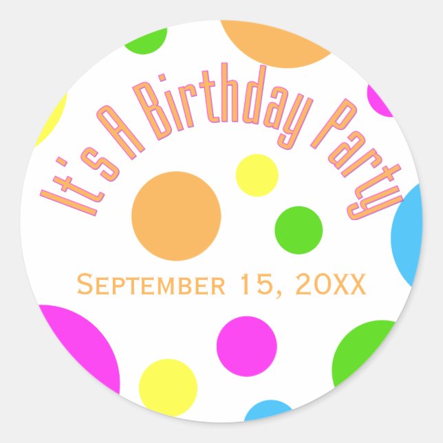 Rond Enregistrer La Date : Sticker De Fête Anniversaire (Devant)