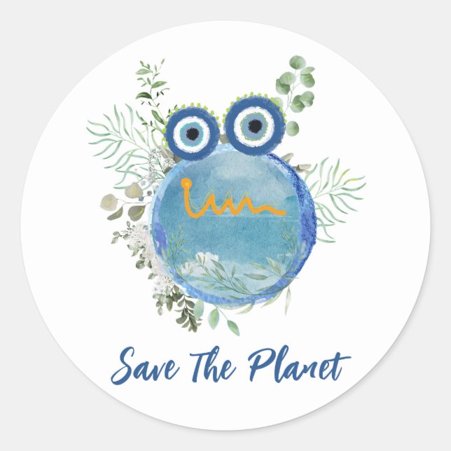 Rond Enregistrer Le Sticker Arrondi Classique Planet (Devant)
