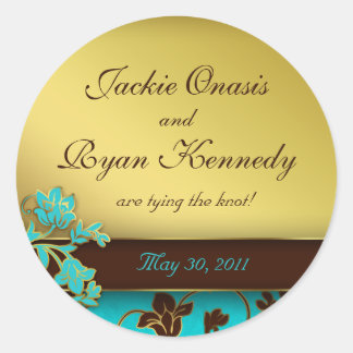 Rond Enregistrer le sticker date Elegant Gold Floral BB