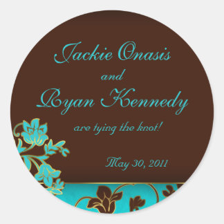 Rond Enregistrer le sticker date Elegant Gold Floral BB