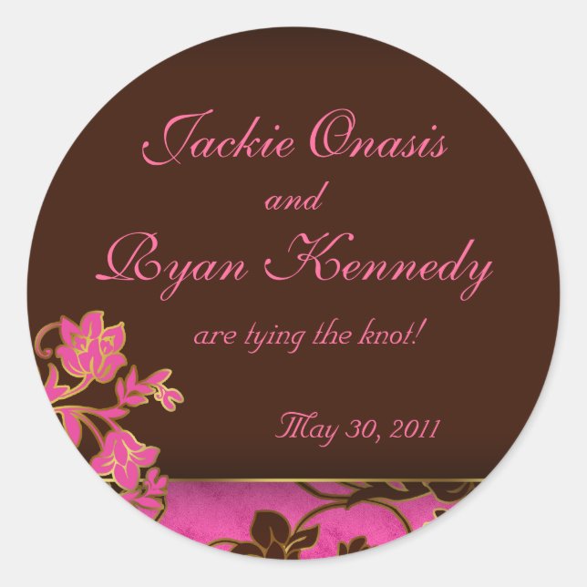 Rond Enregistrer le sticker date or rose florale Brown (Devant)