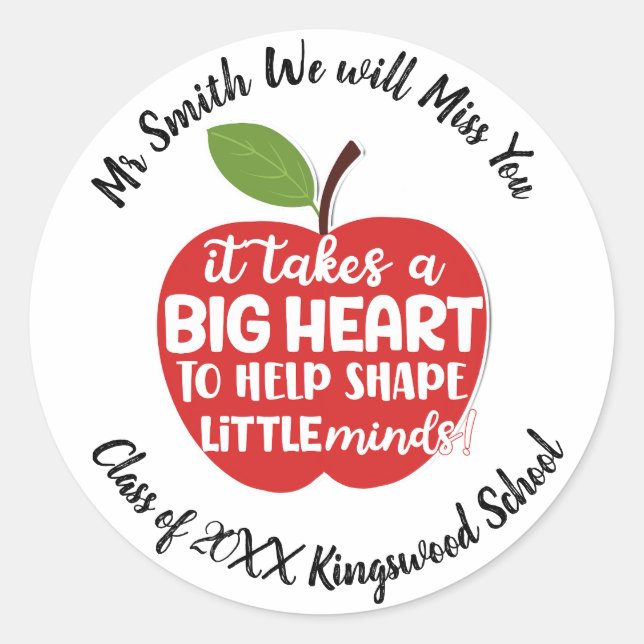 ROND ENSEIGNANT MERCI VOUS MANQUE STICKER PERSONNALISÉ (Devant)