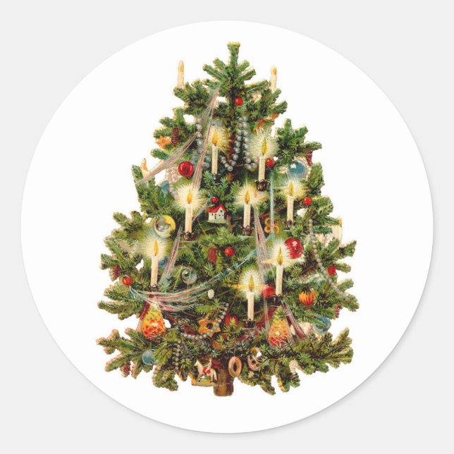 ROND ENVELOPE SEAL STICKER : ARBRE DE NOËL VINTAGE (Devant)