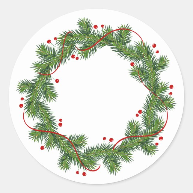 ROND ENVELOPE SEAL STICKER : CHRISTMAS WREATT (Devant)