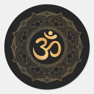 ROND ENVELOPE SEAL STICKER : GOLD MANDALA & OHM