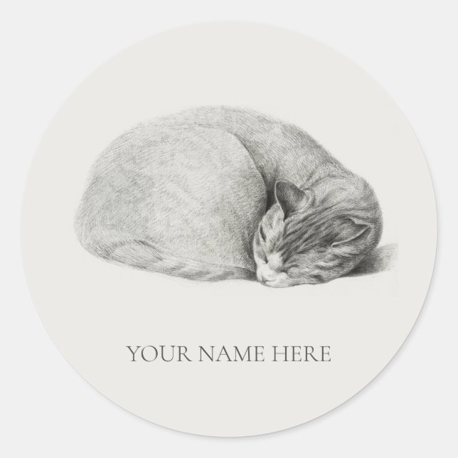 ROND ENVELOPE SEAL STICKER : ILLUSTRATION DE CHAT DE SO (Devant)