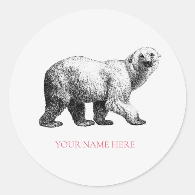 ROND ENVELOPE SEAL STICKER : OURS POLAIRE VINTAGE (Devant)