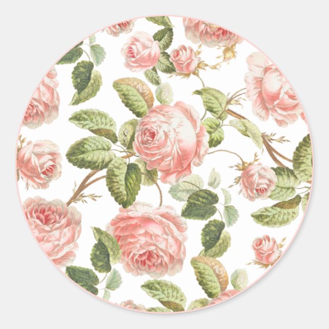 ROND ENVELOPE SEAL STICKER : ROSES VINTAGES (Devant)