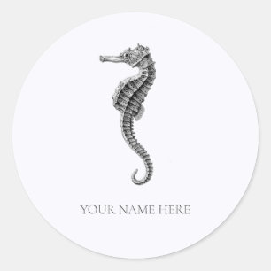 ROND ENVELOPE SEAL STICKER : SEAHORSE VINTAGE