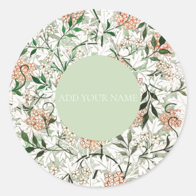 ROND ENVELOPE SEAL STICKER : WILLIAM MORRIS : JASMINE (Devant)