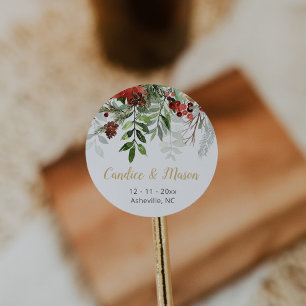 Rond Enveloppe de verdure d'hiver Sceau Favour Sticker